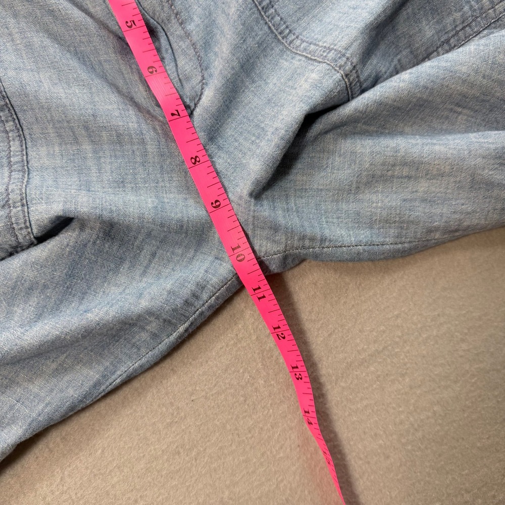 Gap Light Blue Chambray Cotton Trousers Wide Leg Pants 30 Capsule Wardrobe Boho - Picture 8 of 10